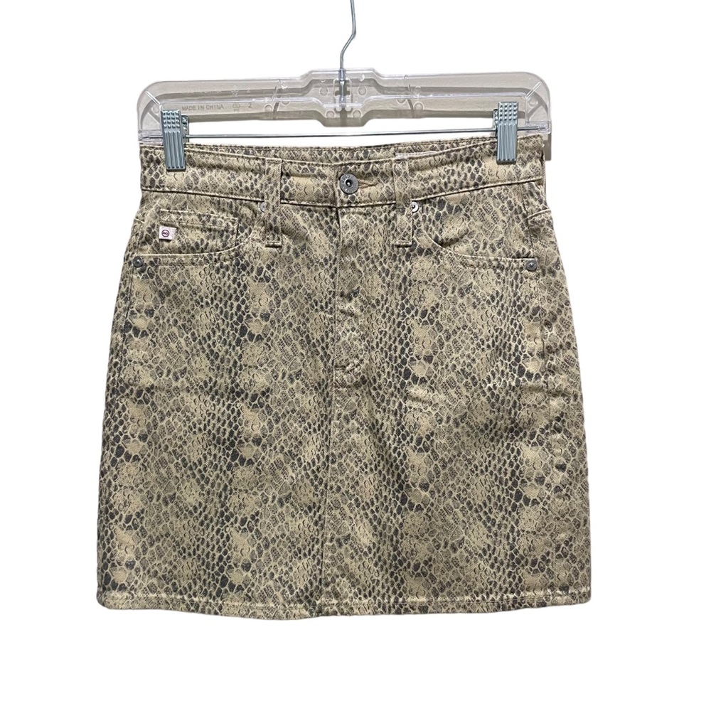 AG Adriano Goldschmied The Vera Mini Skirt Silk Python Fresh Sand Size 26 - Picture 4 of 10